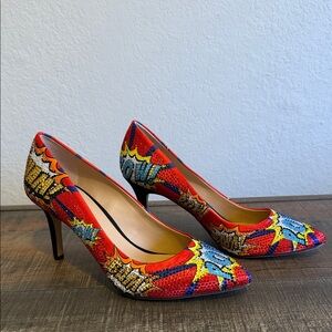 INC International Concepts Red Comic Print Heels